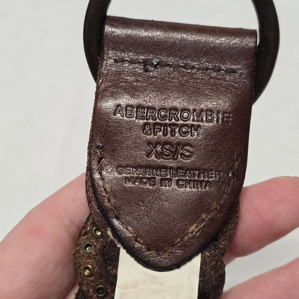 Abercrombie And Fitch Studded Brown Leather Braided Belt Boho Womens XS/S